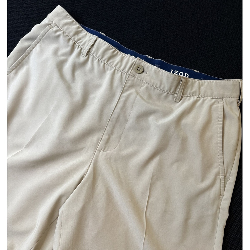 IZOD 36x32 TAN Men's Golf Pants Flat Front Athletic/‎ Performance ~ EXCELLENT